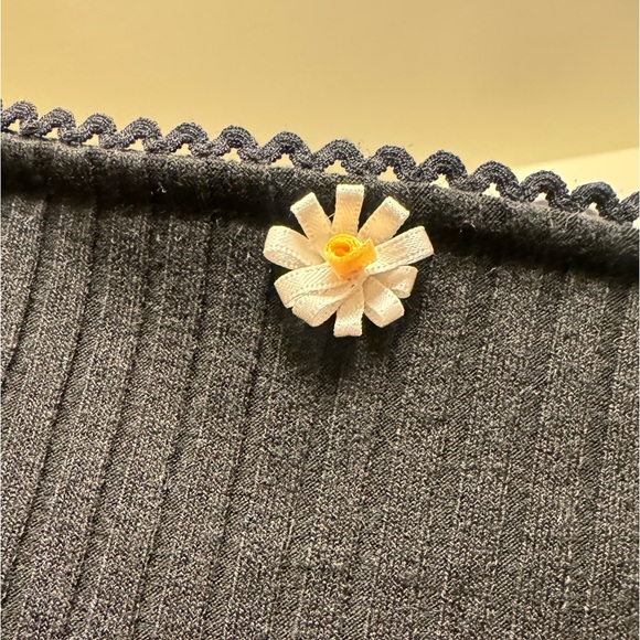 Sold & Striped - Floral-appliquéd Ribbed-knit Mini Dress in black - Picture 3 of 4